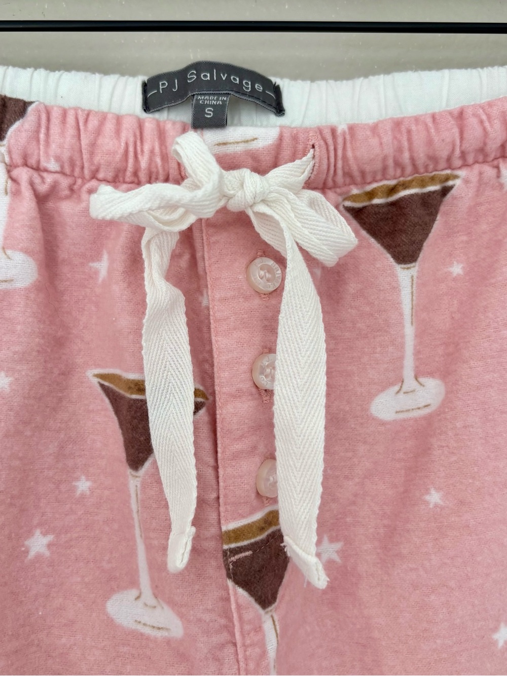 PJ Salvage Espresso Martini Print Flannel Pajama Set Pink Cotton Small - Picture 3 of 11